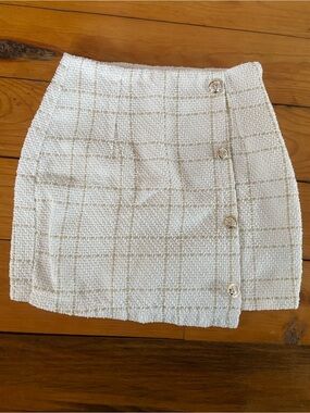 White and Gold Tweed Mini Skirt, Size XS